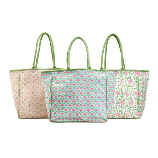 Floral Block Print Tote Bag Tote Bag Two's Company 