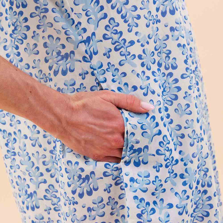 Floral Kelp Ocean Button Down Beach Tunic Womens Cover Up Rock Flower Paper 
