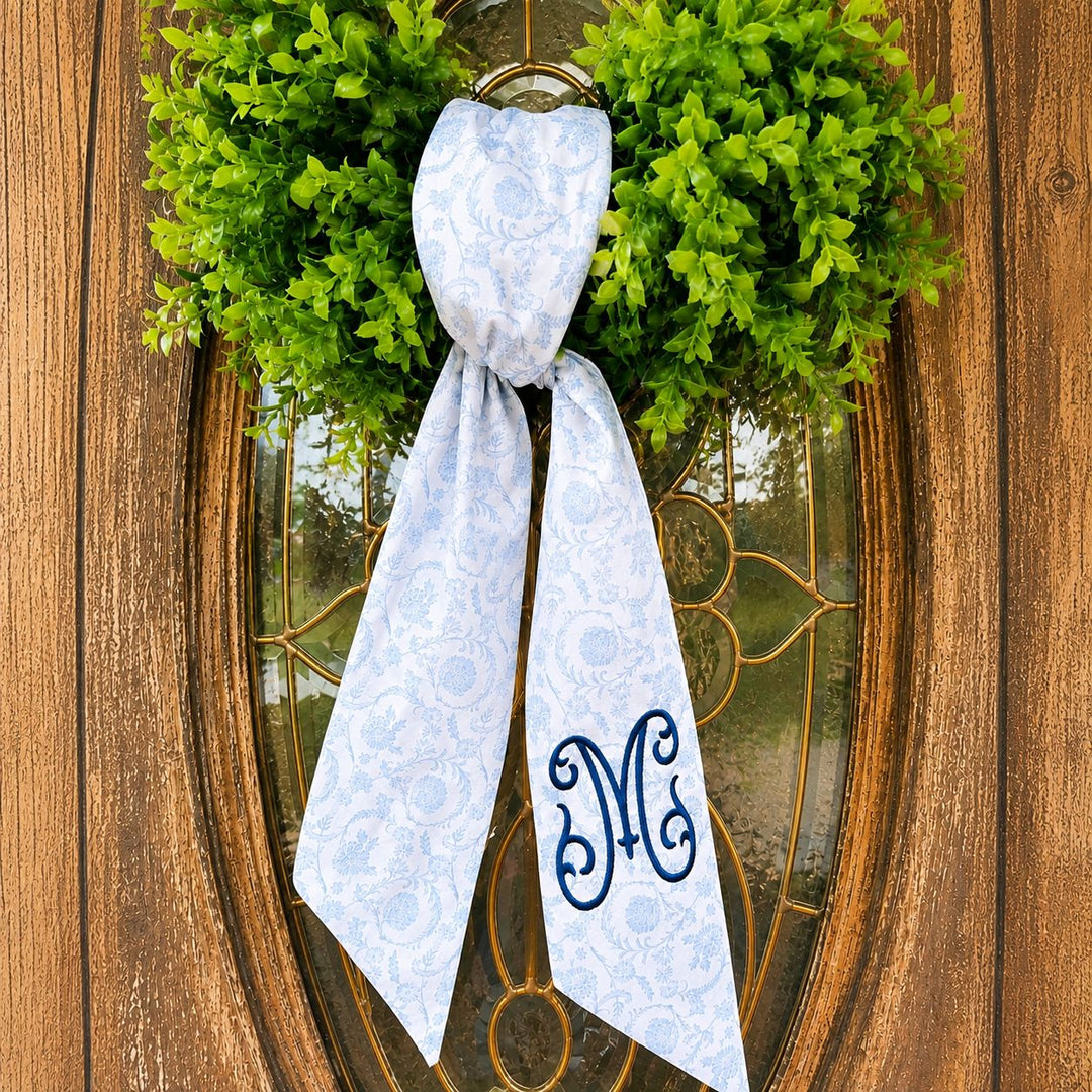 Floral Pattern Wreath Sashes - Blue and White Floral 2 Wreaths & Garlands The Crafting Creator 
