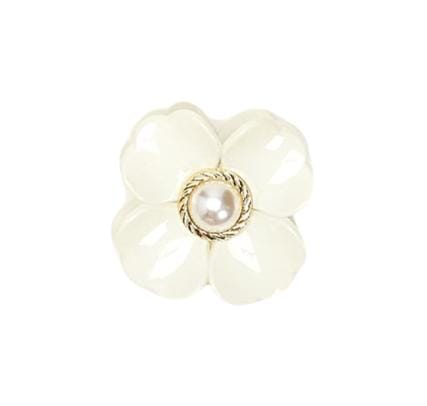 Floral Shaped Claw Clip with Pearl Detail Hair Accessory Two's Company White 