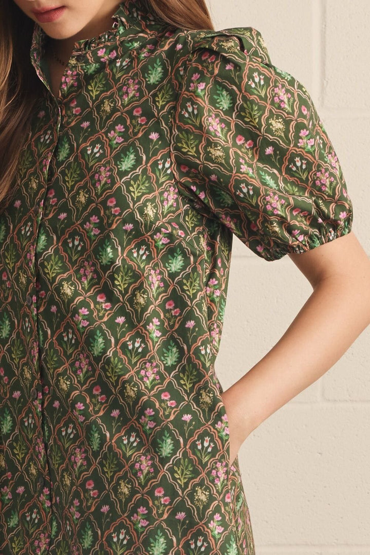 Floral Trellis Midi Dress - Pine Womens Dress Entro 