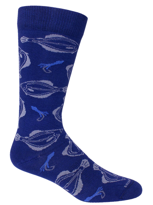 Flounderin' Around Socks - Insignia Blue Mens Socks Brown Dog 