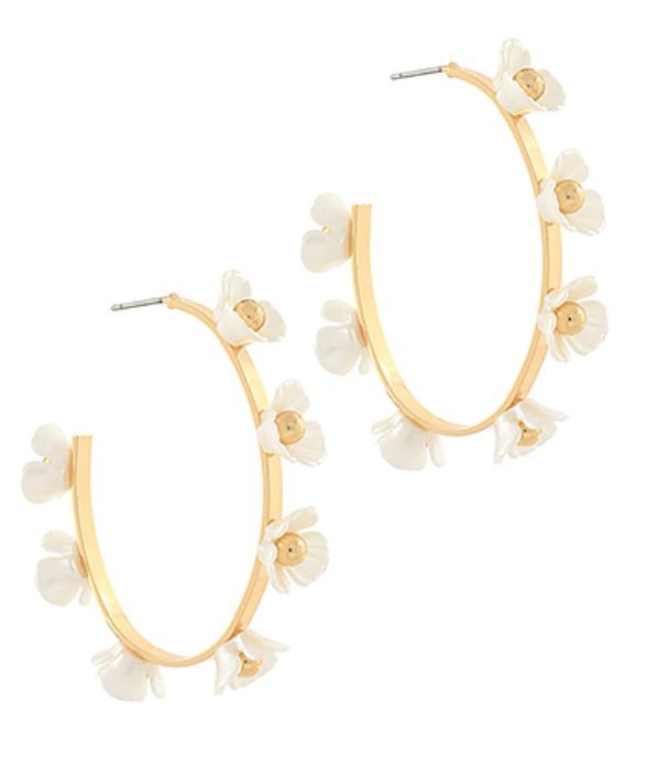 Flower Hoop Earrings Womens Earrings Golden Stella 