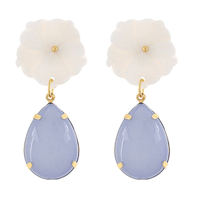 Flower Opal Blue Teardrop Earrings Womens Earrings Golden Stella 