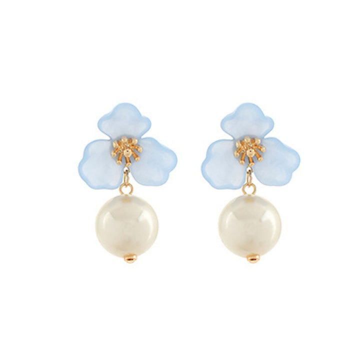 Flower & Pearl Earrings Womens Earrings Golden Stella Blue 
