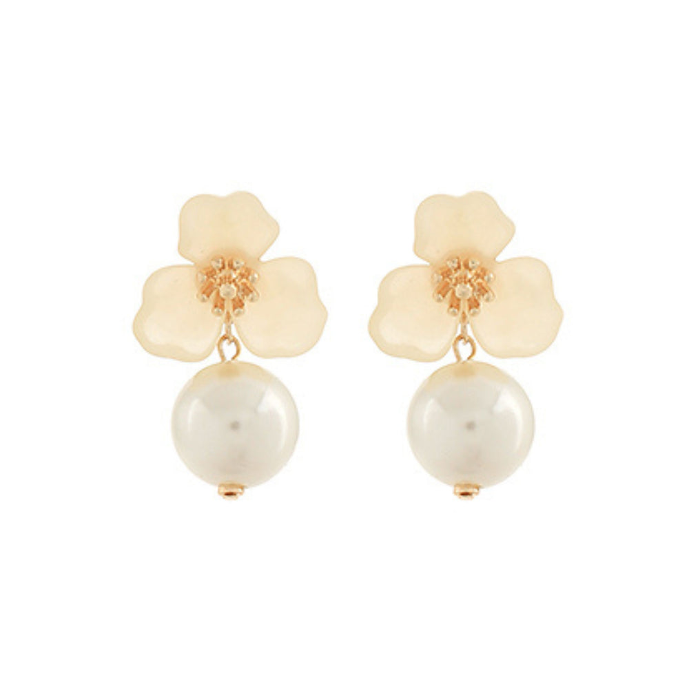 Flower & Pearl Earrings Womens Earrings Golden Stella Ivory 