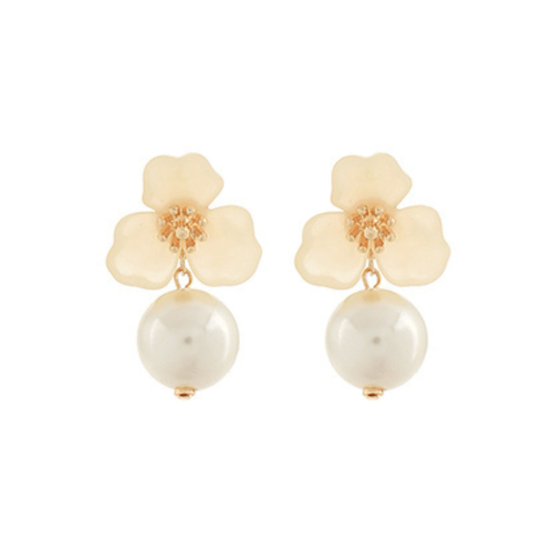 Flower & Pearl Earrings Womens Earrings Golden Stella Ivory 
