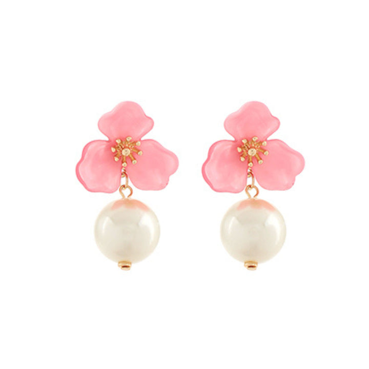 Flower & Pearl Earrings Womens Earrings Golden Stella Pink 