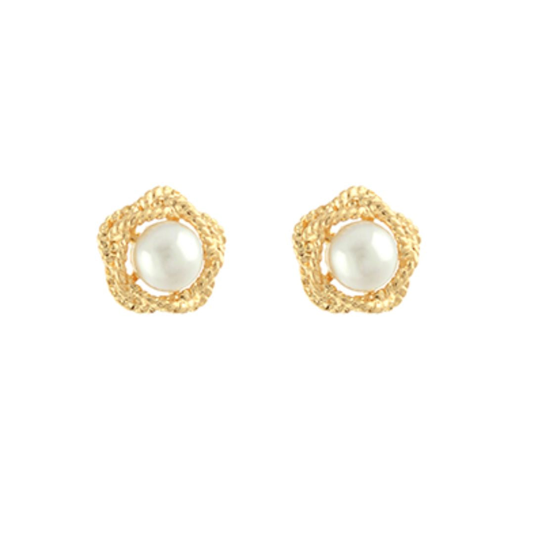 Flower Pearl Stud Earrings Womens Earrings Golden Stella 