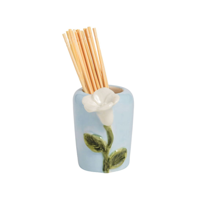 Flower Toothpick Caddy Sets Toothpicks MudPie Blue Base 