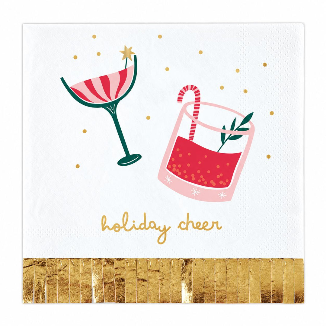 Foil Holiday Cheer Cocktail Napkins Cocktail Napkins Creative Brands - Slant 