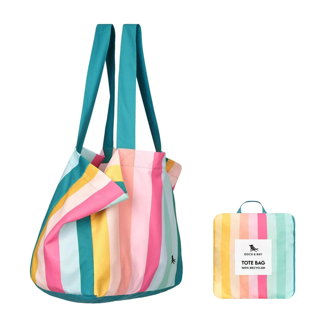 Foldaway Everyday Totes Beach Bag Dock and Bay Candy Stripes 