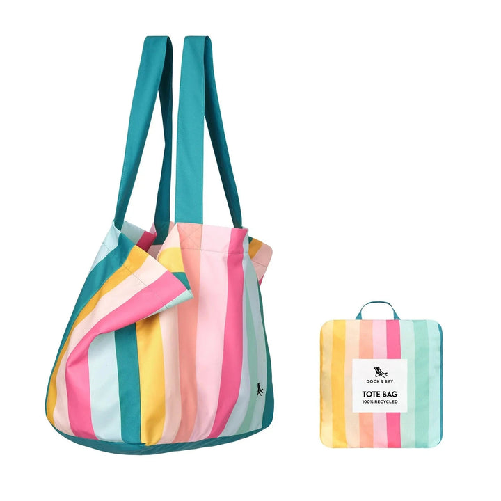 Foldaway Everyday Totes Beach Bag Dock and Bay Candy Stripes 