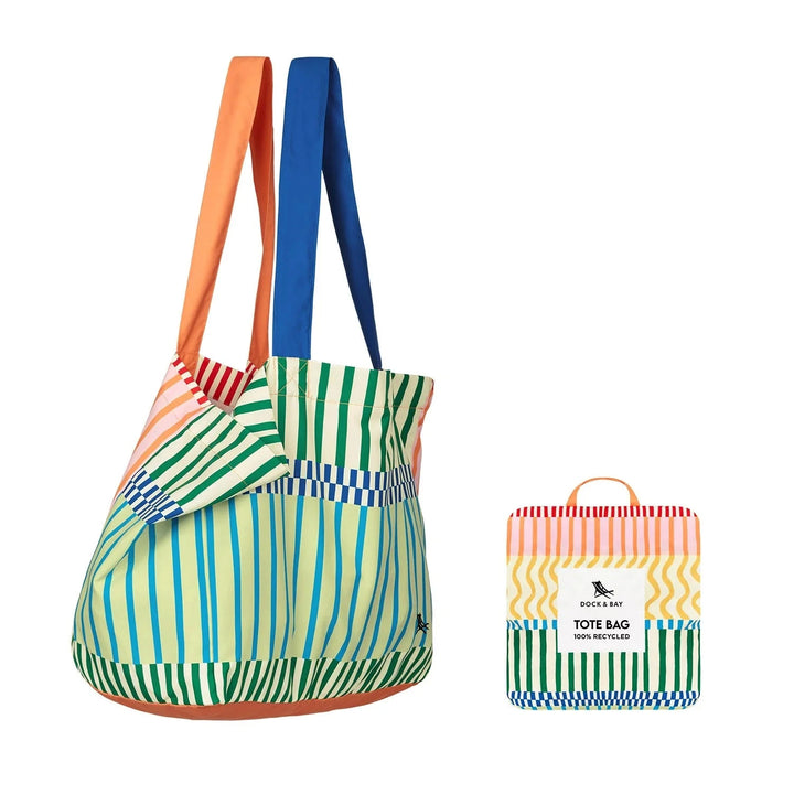 Foldaway Everyday Totes Beach Bag Dock and Bay Stripe up Your Life 
