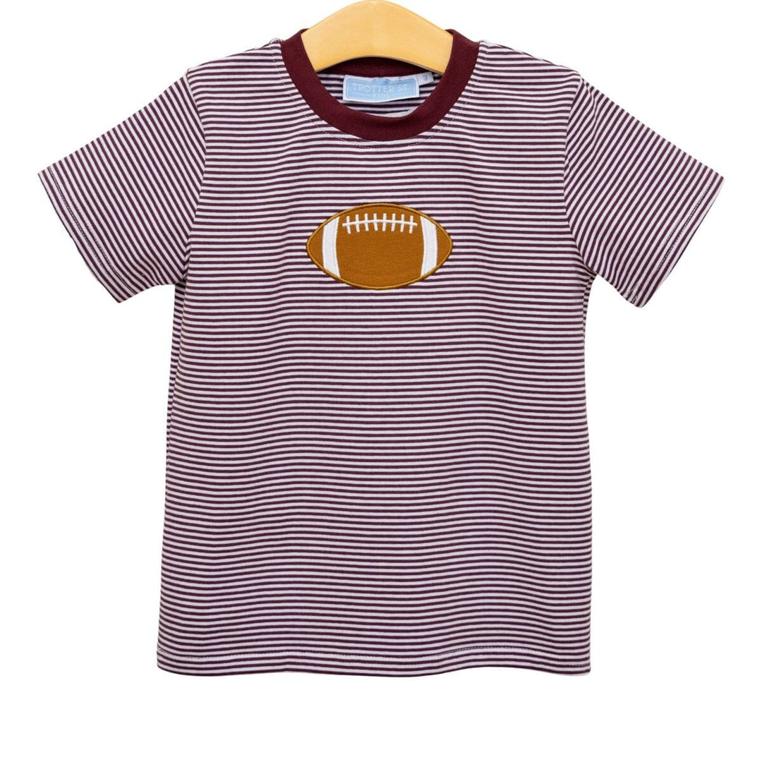 Football Applique T-Shirt - Maroon Boy Shirt Trotter Street Kids 