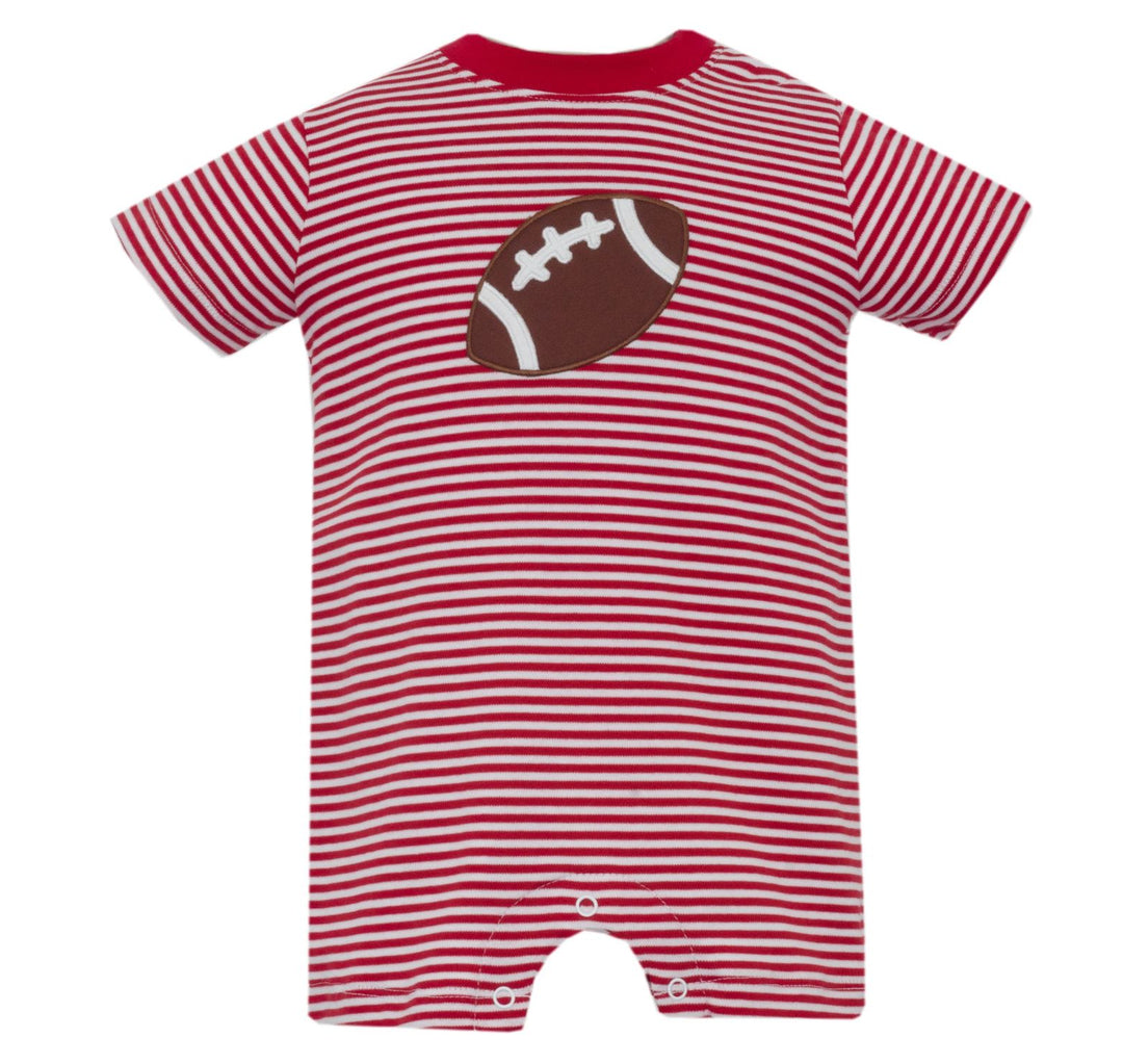 Football Play Romper - Red Knit Stripe Boy Romper Claire and Charlie 