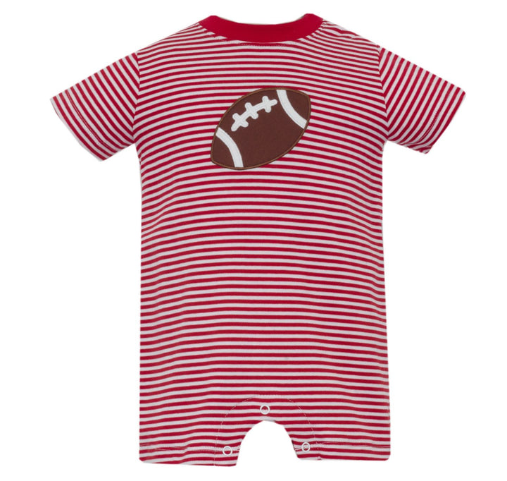 Football Play Romper - Red Knit Stripe Boy Romper Claire and Charlie 