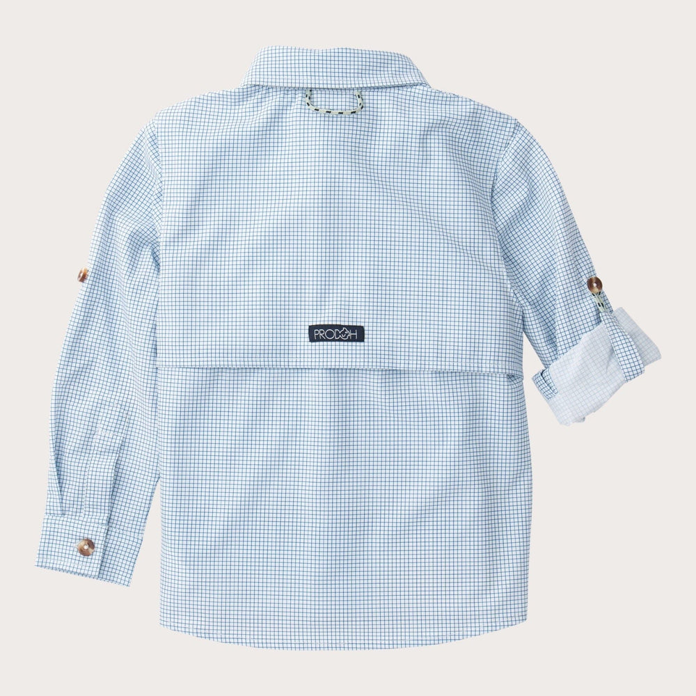 Founders' Fishing Shirt - Navy Peony Surfside Plaid Boy Shirt Prodoh 