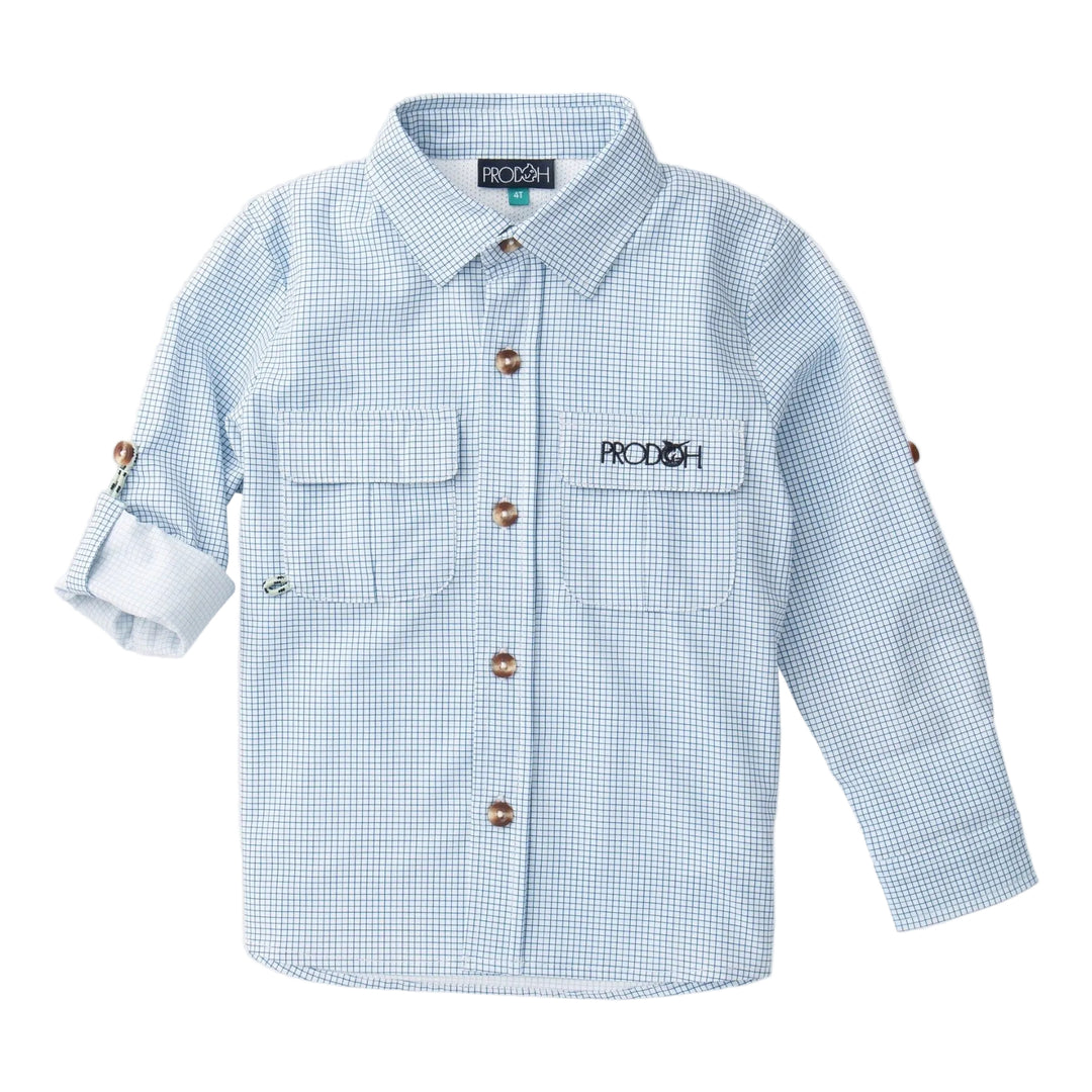 Founders' Fishing Shirt - Navy Peony Surfside Plaid Boy Shirt Prodoh 