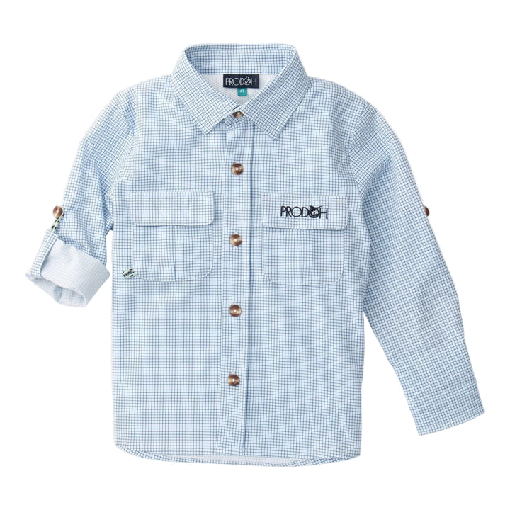 Founders' Fishing Shirt - Navy Peony Surfside Plaid Boy Shirt Prodoh 