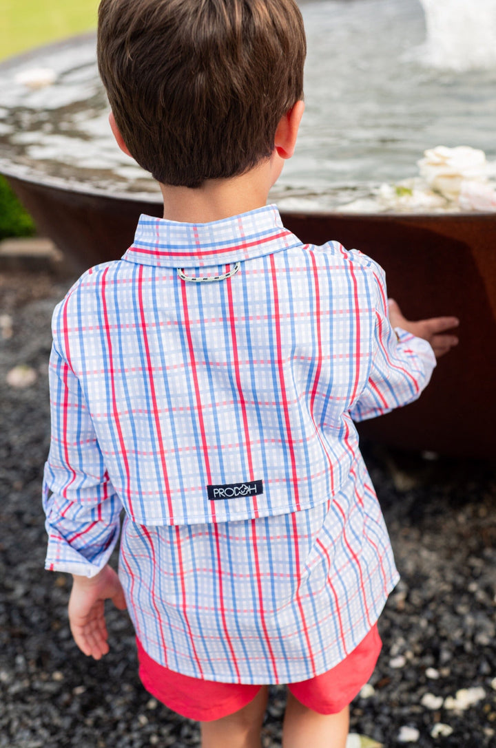 Founders' Fishing Shirt - Patriotic Plaid Boy Shirt Prodoh 