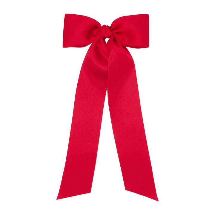 French Satin Bowtie with Streamer Tails - Medium Hair Bow WeeOnes Ruby 