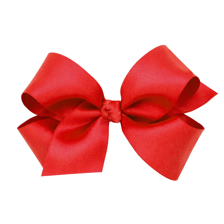 French Satin Hair Bow - Medium Hair Bow WeeOnes Ruby 