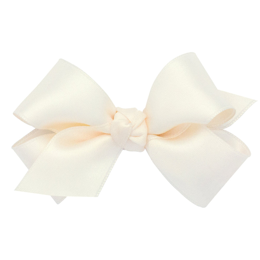 French Satin Hair Bow - Mini Hair Bow WeeOnes Ecru 