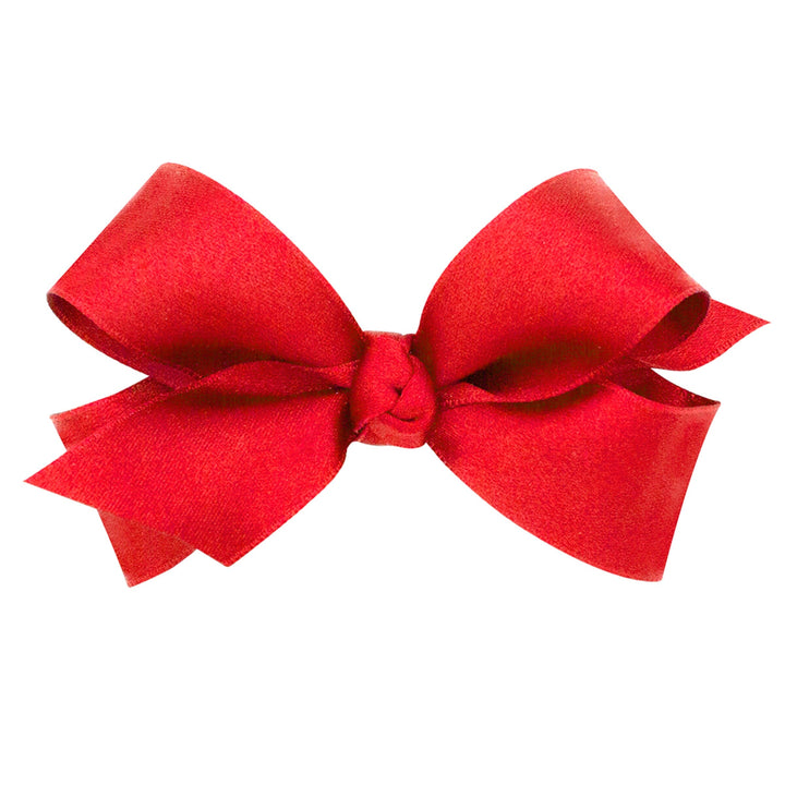 French Satin Hair Bow - Mini Hair Bow WeeOnes Ruby 