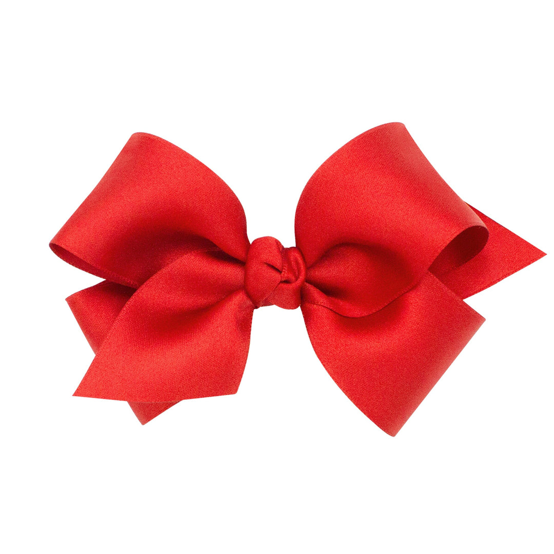 French Satin Hair Bow - Small Hair Bow WeeOnes Ruby 