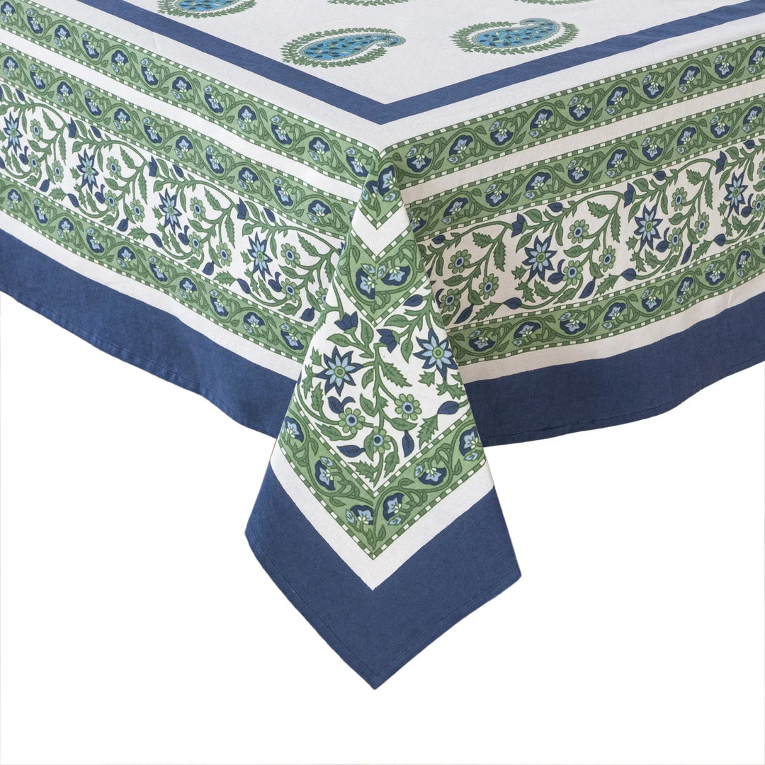 French Tablecloth - Cassis Blue & Green Tablecloth Couleur Nature 