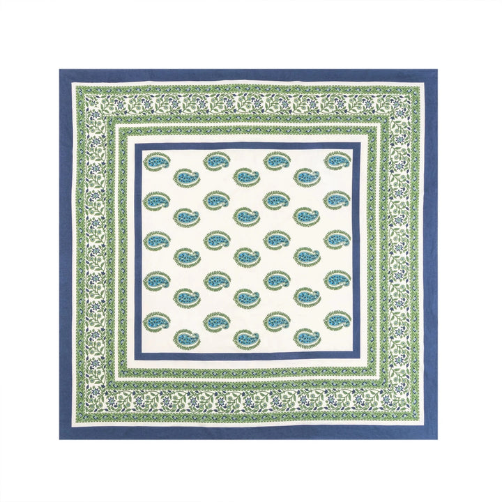 French Tablecloth - Cassis Blue & Green Tablecloth Couleur Nature 