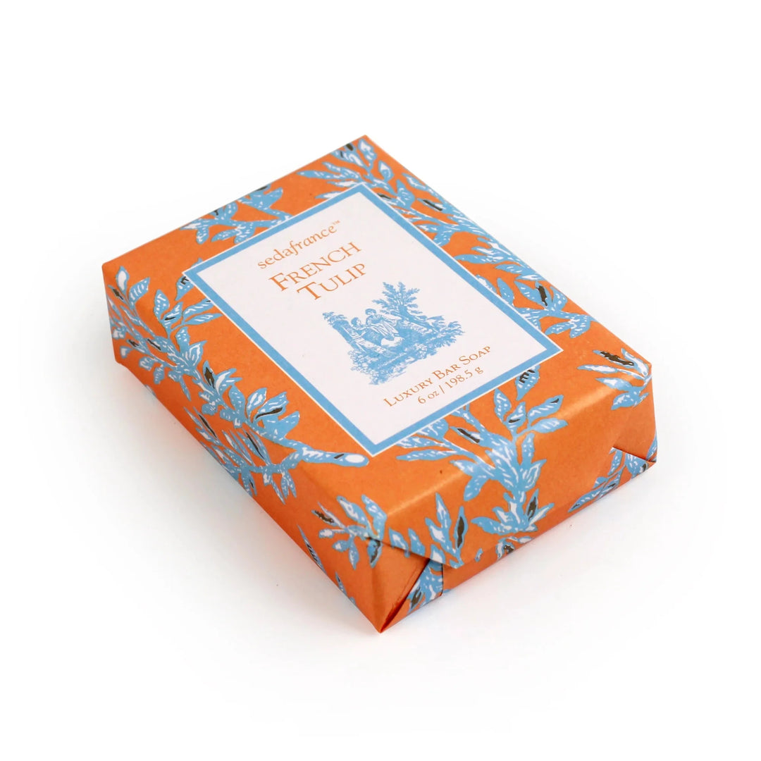 French Tulip Classic Toile Paper-Wrapped Bar Soap Bath Soap Seda France 