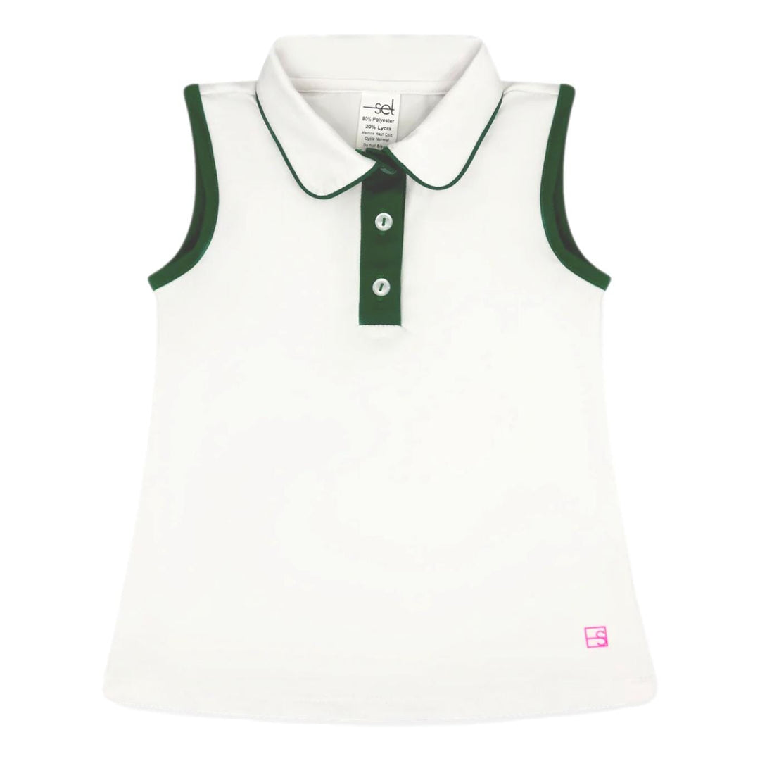 Gabby Tank - Pure Coconut and Augusta Green Girl Shirt Set Athleisure 