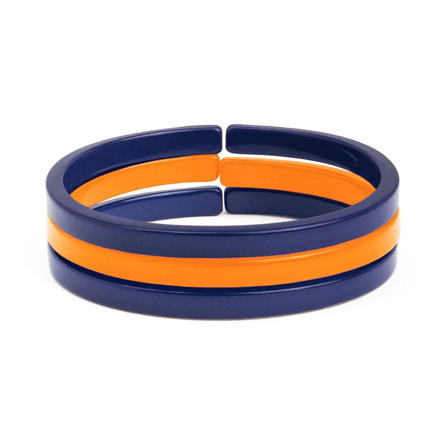 Game Day Bangle Bracelet Set Womens Bracelet Zenzii Jewelry Navy/Bright Orange 
