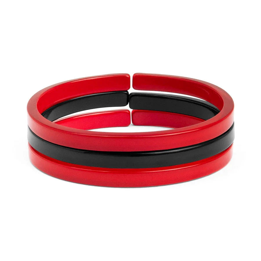 Game Day Bangle Bracelet Set Womens Bracelet Zenzii Jewelry Red/Black 