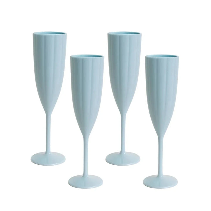 Garden Party Scalloped Acrylic Champagne Flute - Blue Champagne Glass Laura Park Design 