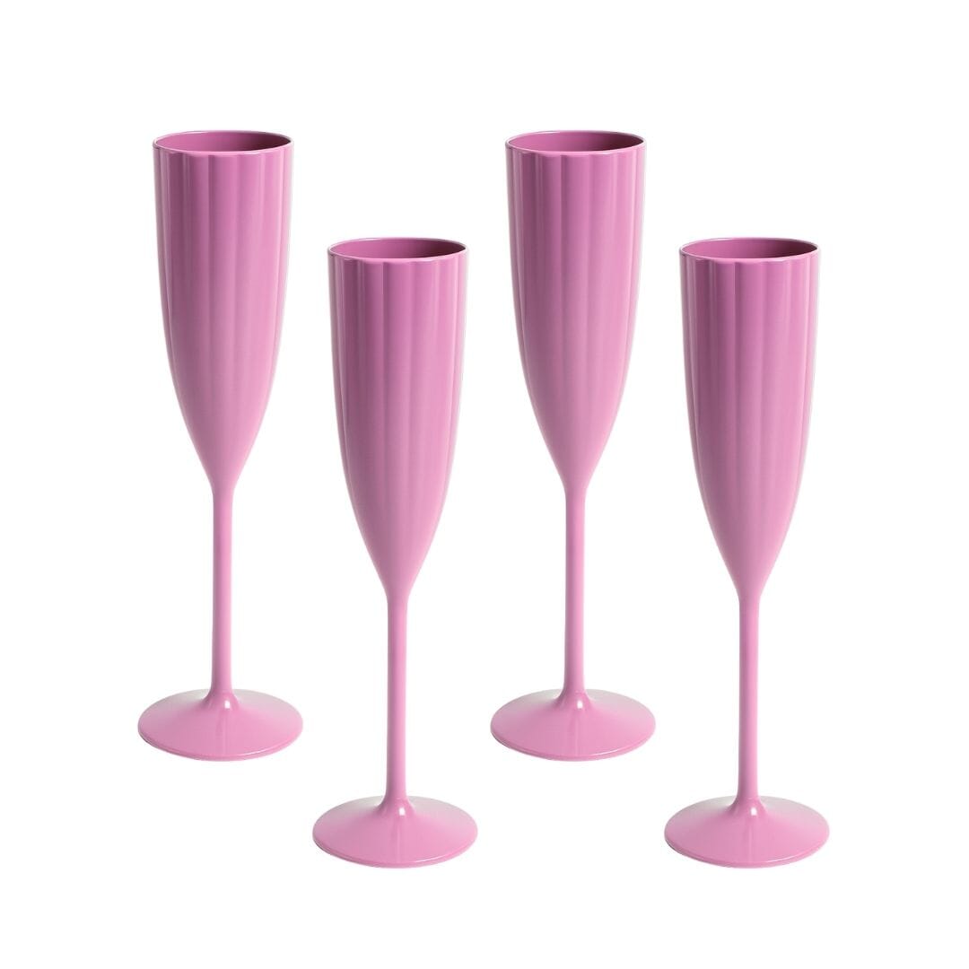 Garden Party Scalloped Acrylic Champagne Flute - Pink Champagne Glass Laura Park Design 