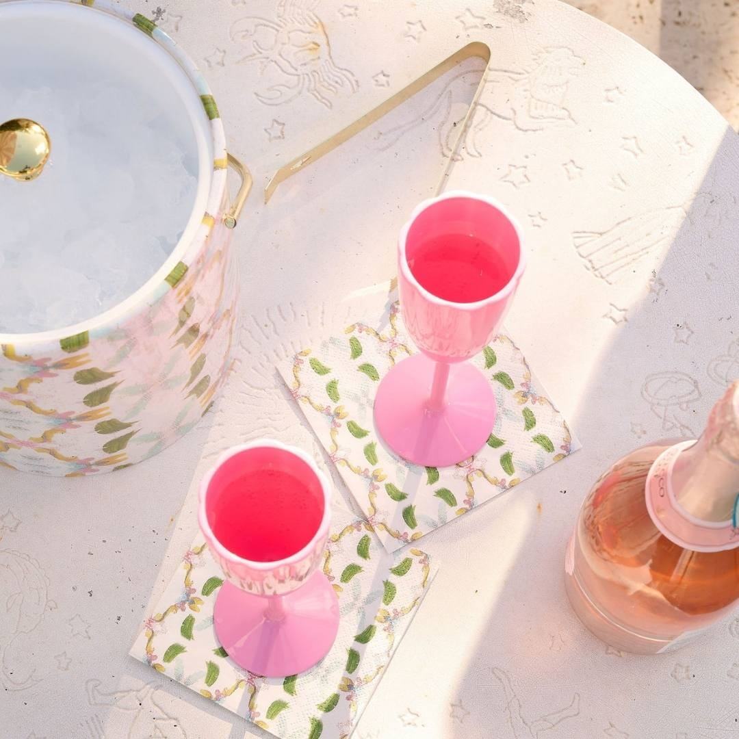Garden Party Scalloped Acrylic Champagne Flute - Pink Champagne Glass Laura Park Design 