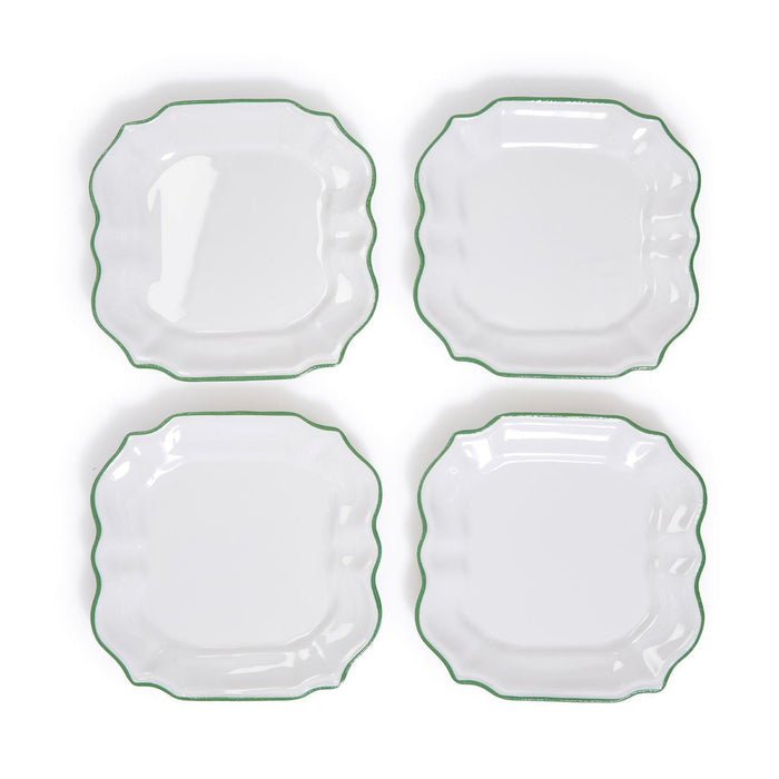 Garden Soiree Salad and Dessert Plates with Green Border - Set of 4 Serving Piece Two's Company 