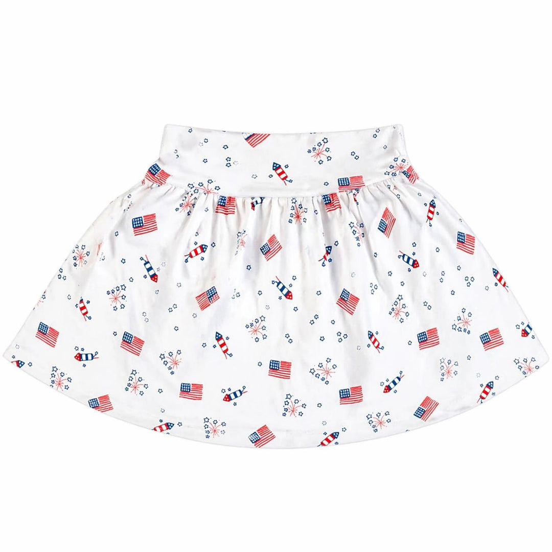 Gathered Skort - Flag and Fireworks Girl Skort Luigi 