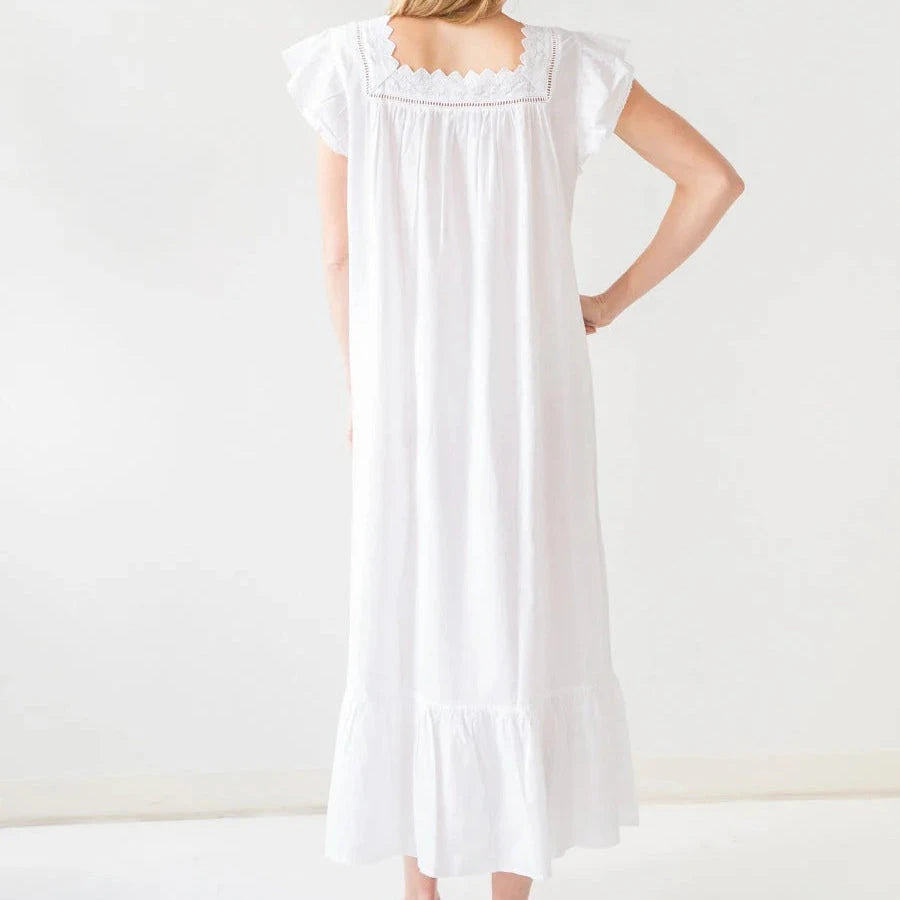 Genevieve White Cotton Nightgown Women's Nightgown Jacaranda Living 
