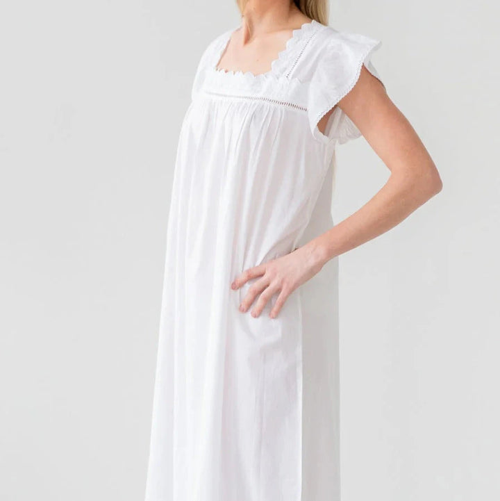 Genevieve White Cotton Nightgown Women's Nightgown Jacaranda Living 