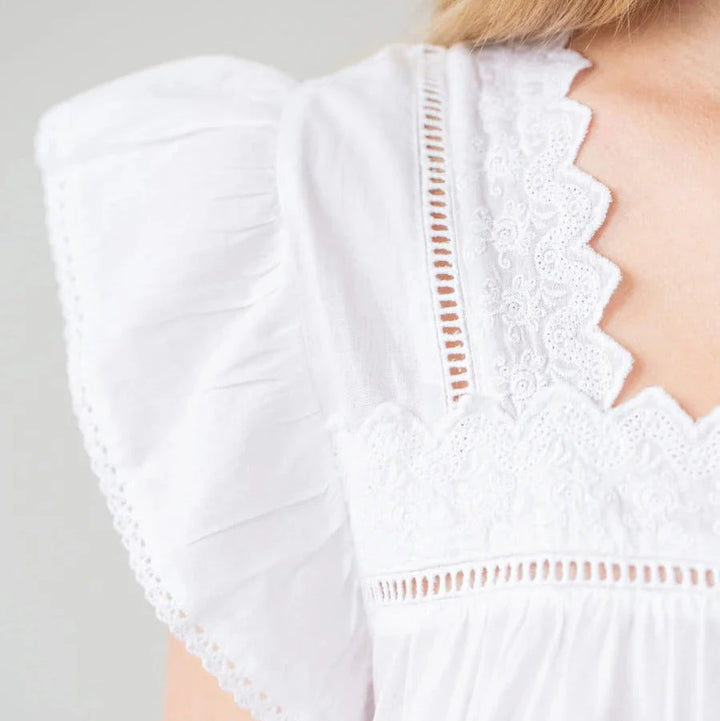 Genevieve White Cotton Nightgown Women's Nightgown Jacaranda Living 