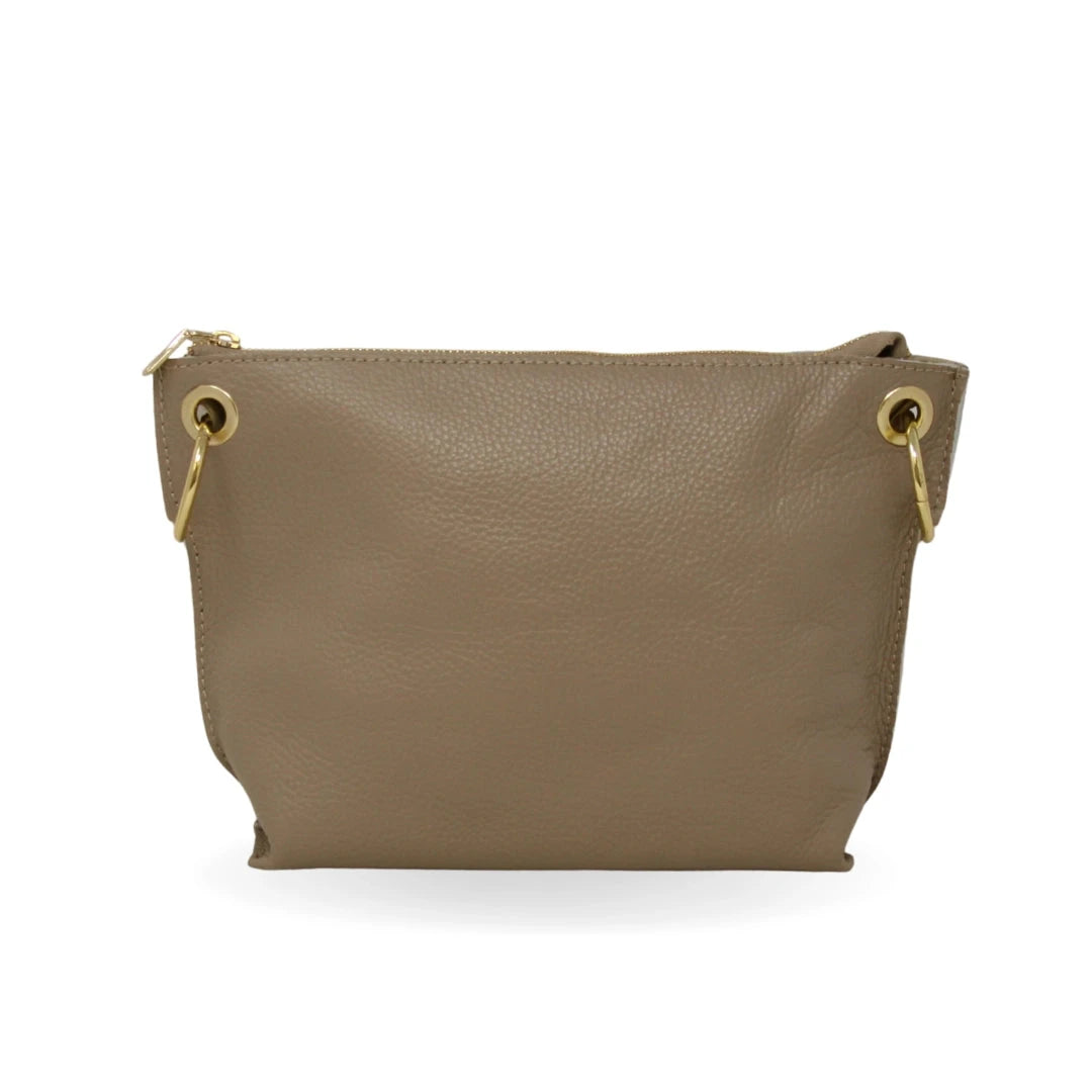 Genuine Italian Leather Crossbody Larger Bags Purse Germán Fuentes Taupe 