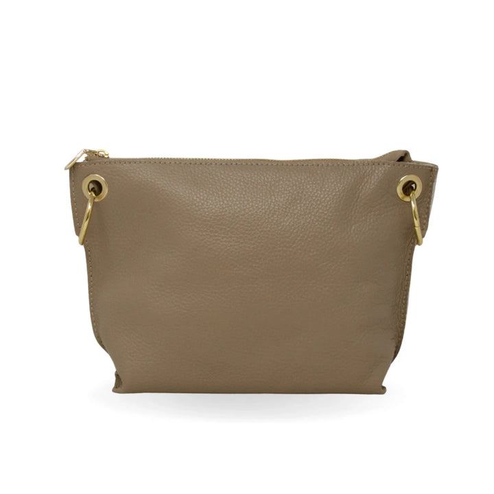 Genuine Italian Leather Crossbody Larger Bags Purse Germán Fuentes Taupe 