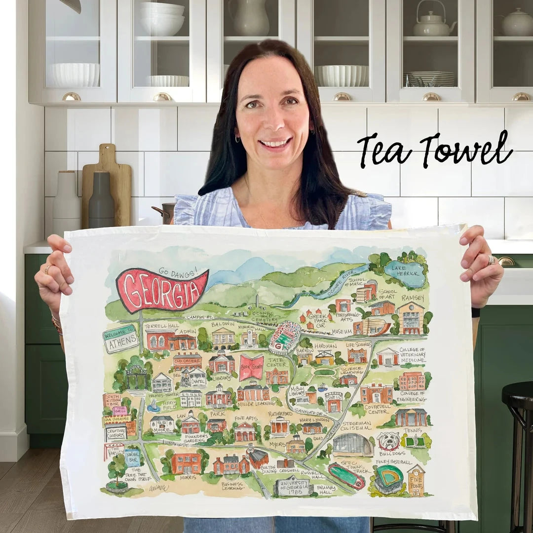 Georgia Campus Tea Towel Tea Towels Elizabeth Wade Studio 