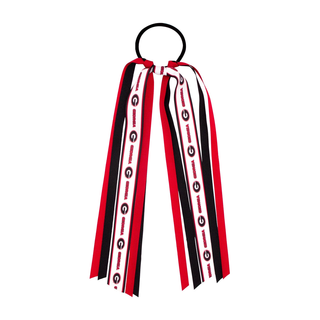 Georgia Print Streamer Ribbons on Ponytail Hair Bow WeeOnes 