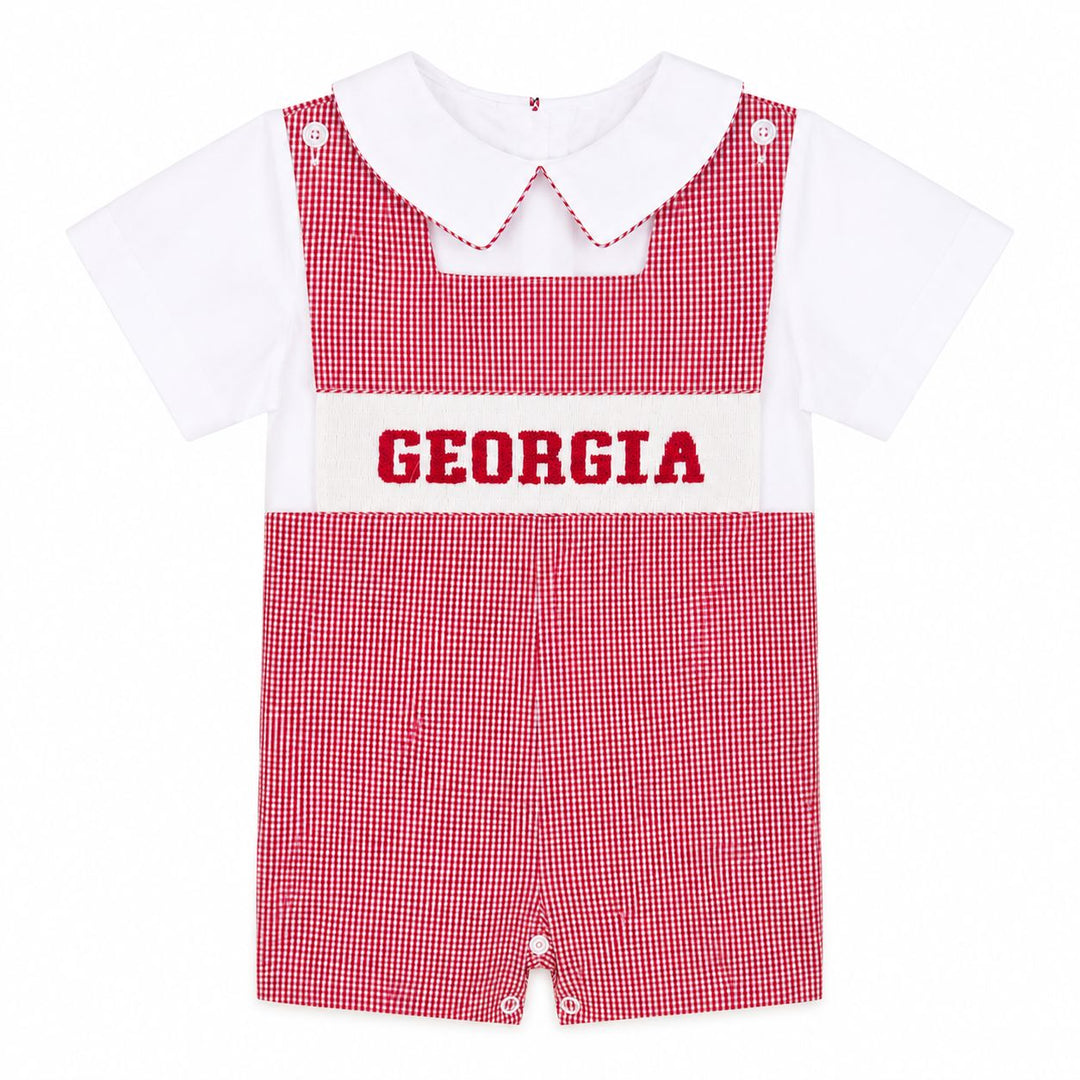 Georgia Red Gingham Smocked Jon Jon with Shirt Boy Jon Jon Vive La Fete 