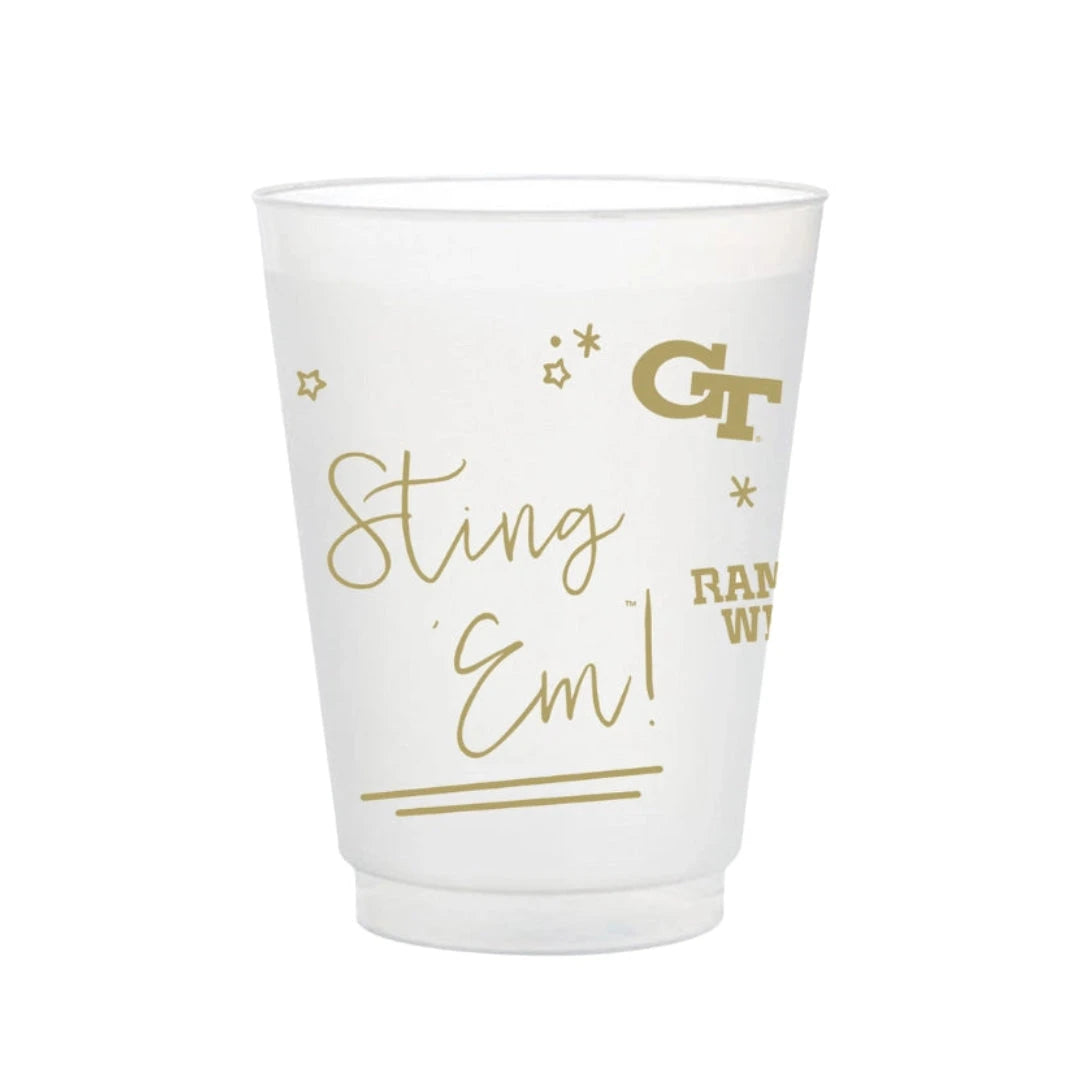 Georgia Tech Frosted Flex Party Cups Shatterproof Cups Valiant Gifts Inc 